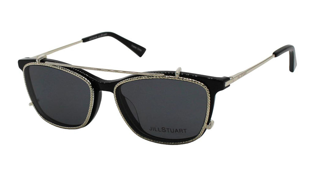 Jill Stuart 437-1 in Shiny Black, with sunglasses clip on 