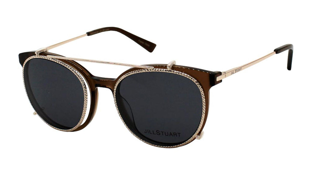 Jill Stuart 438-1 in Brown Crystal, with sunglasses clip on